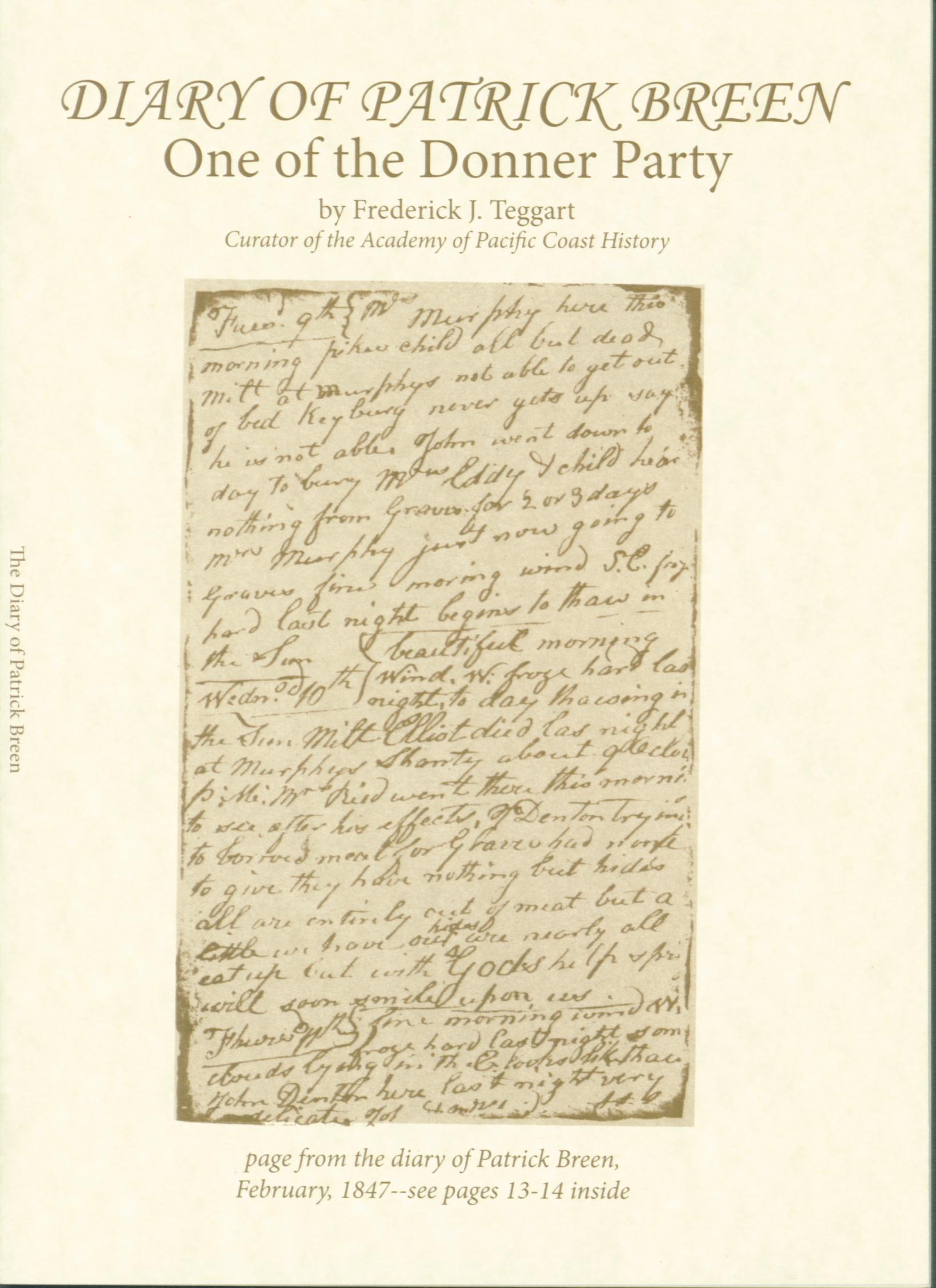 Diary of Patrick Breen--one of the Donner Party. vist0102 front cover